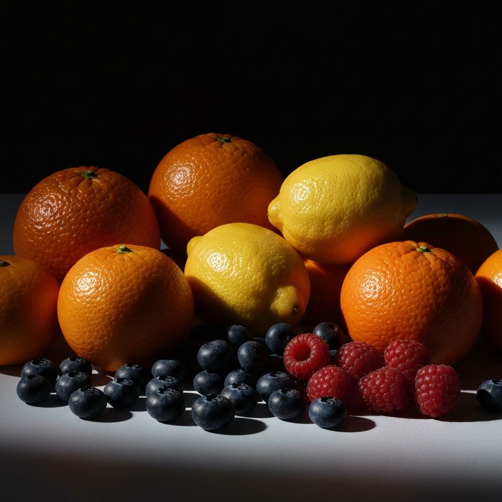 Colorful fruits and berries
